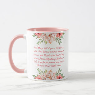 Rose Floral Catholique Hail Marie prier Mug