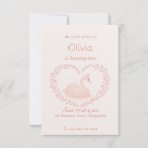 Rose Floral Coeur Swan Anniversaire Invitation fil