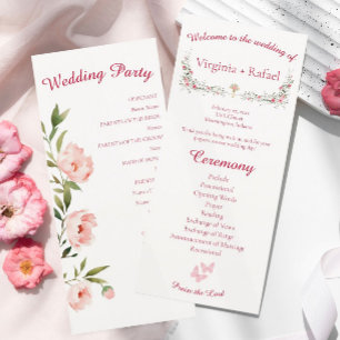 Rose Floral Cream Christian Wedding Programme