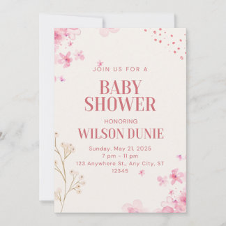Rose Floral Cute Baby Shower Invitation