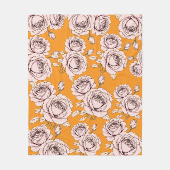 Rose Floral Fleece Blanket  (Front)