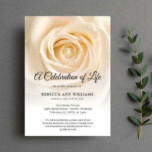 Rose Floral Flowers Celebration of Life Funeral Invitation