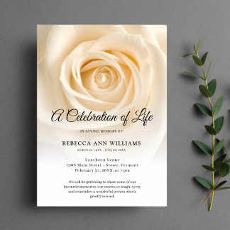 Rose Floral Flowers Celebration of Life Funeral Invitation