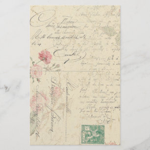 Rose Floral French Ephemera Stationery