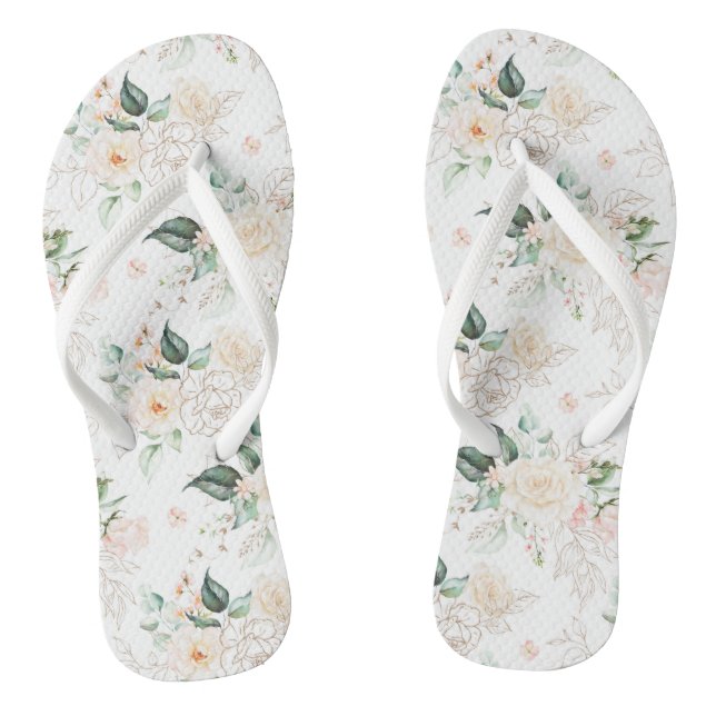 Rose Floral Garden Pattern Flip Flops (Footbed)