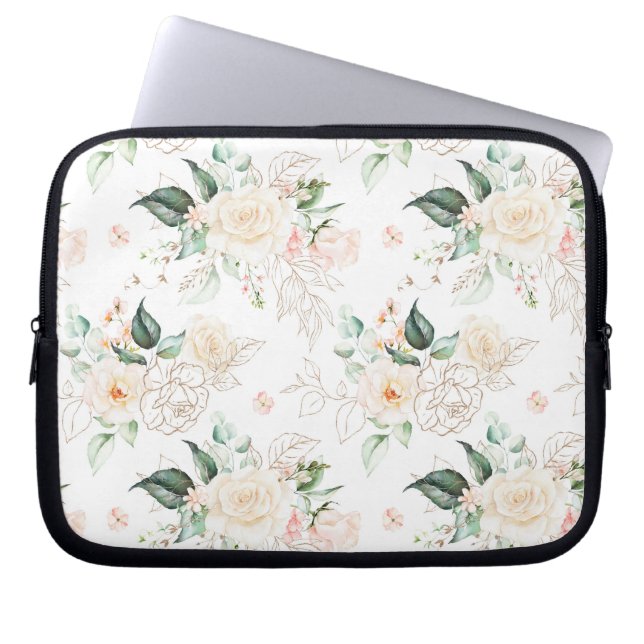 Rose Floral Garden Pattern Laptop Sleeve (Front)