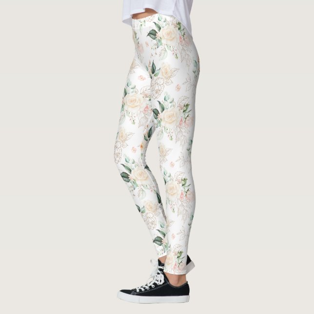 Rose Floral Garden Pattern Leggings (Left)