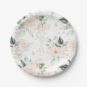 Rose Floral Garden Pattern Paper Plate