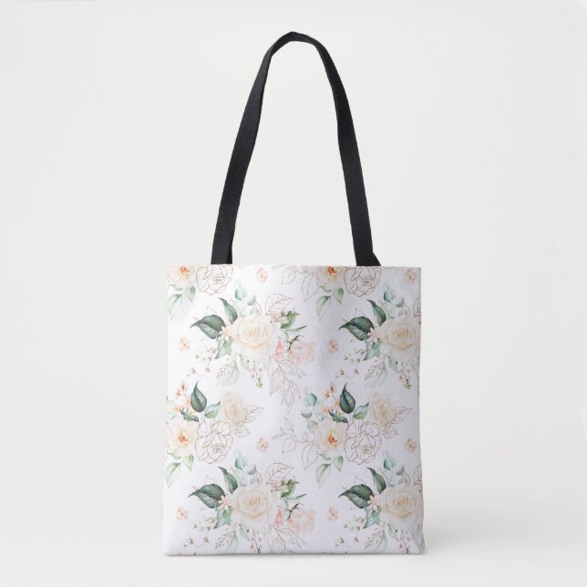 Rose Floral Garden Pattern Tote Bag (Front)