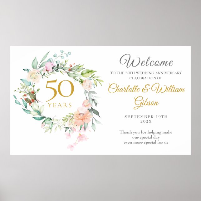Rose Floral Garland 50e anniversaire Affiche de bi (Devant)