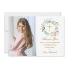 Rose Floral Garland Confirmation Photo Gold Script