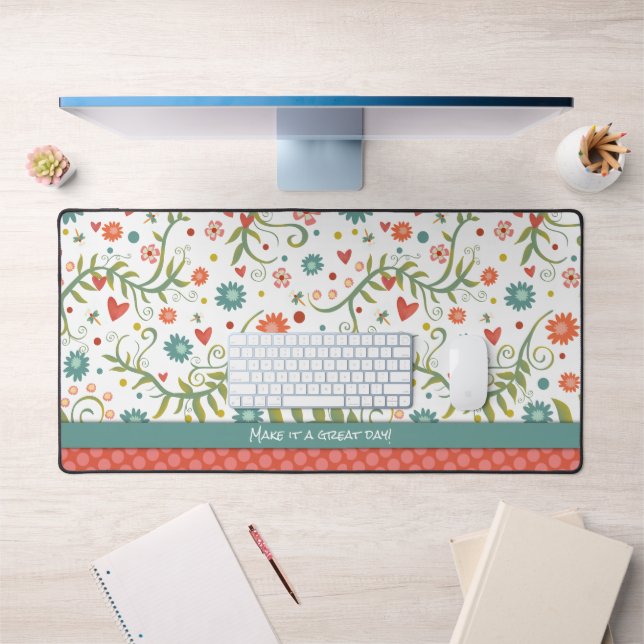 Rose Floral Girly Boho Moderne Élégant (Bureau 1)