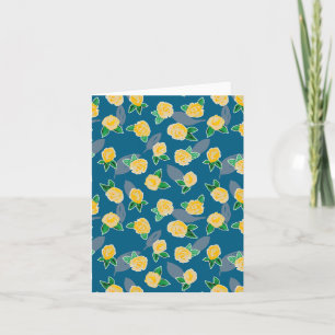 Rose floral jaune sur bleu