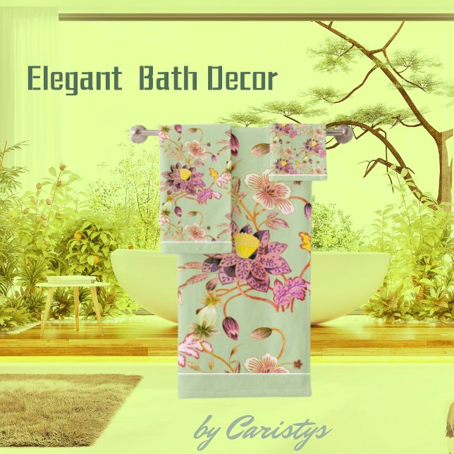 Rose floral/Mauve sur Sage Green (Créateur téléchargé)