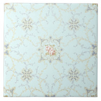 Rose Floral Medallions & Scrolls Ceramic Tile