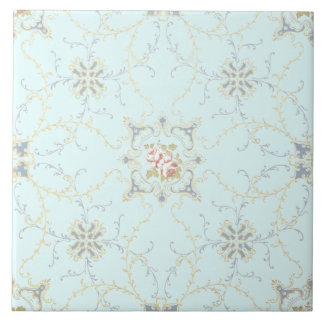 Rose Floral Medallions & Scrolls Ceramic Tile
