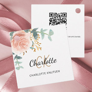 Rose floral monogram business QR Instagram tag