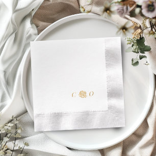 Rose floral monogram minimalist wedding foil napkins