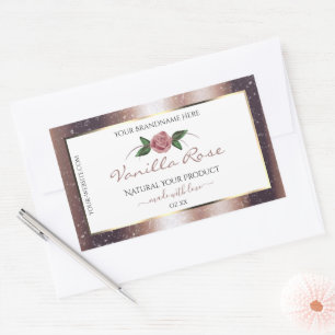 Rose Floral Parties scintillant or doux Étiquettes