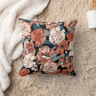 Rose Floral Pattern Elegant Design Throw Pillow