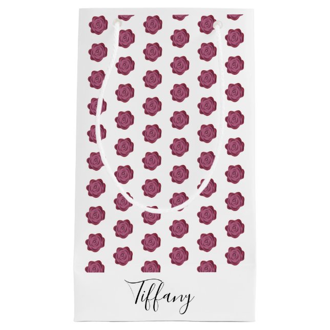 Rose Floral Pattern Personalized Small Gift Bag (Front)