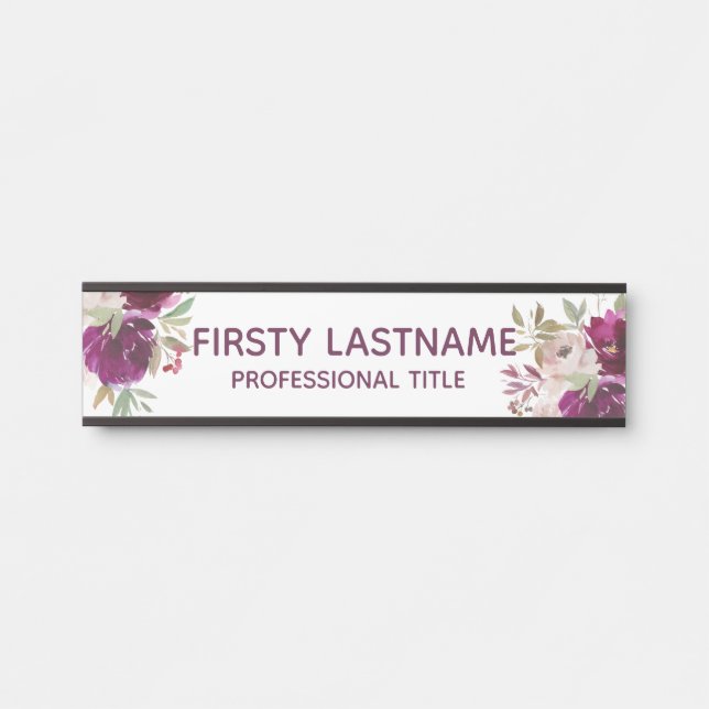 Rose Floral Porte de bureau Nom du panneau Plaque  (Devant)