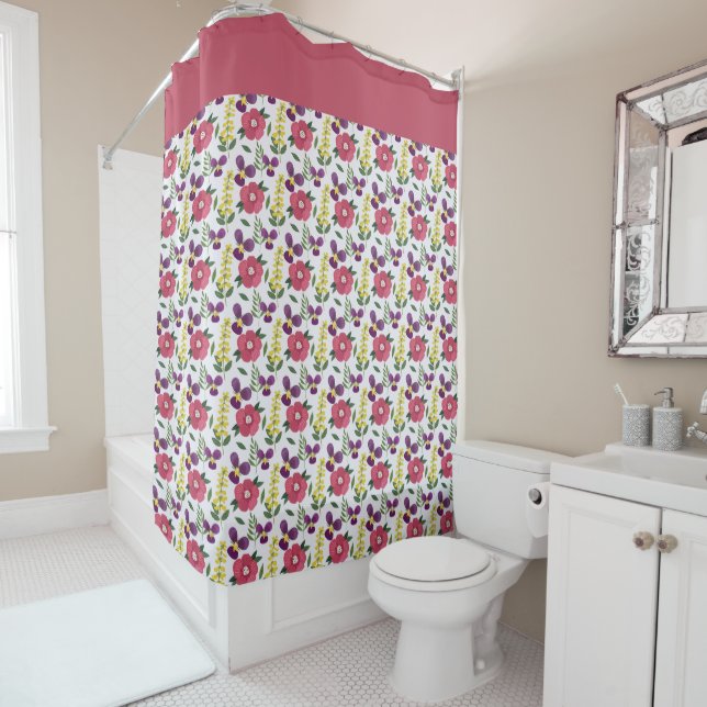 Rose Floral Shower Curtain (In Situ)