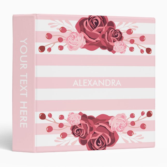 Rose Floral Stripes Binder (Front/Spine)