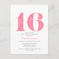 Rose Floral Sweet 16 Anniversaire Invitation