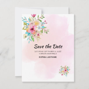 Rose Floral Sweet 16 Plat Enregistrer La Carte Dat