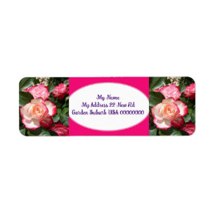 Rose Flower Art Rouge Blanc Retour Adresse Étiquet