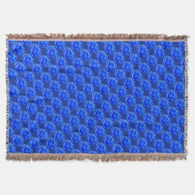 Rose Flower Blanket Blue Rose Throw Blankets Gift (Front)