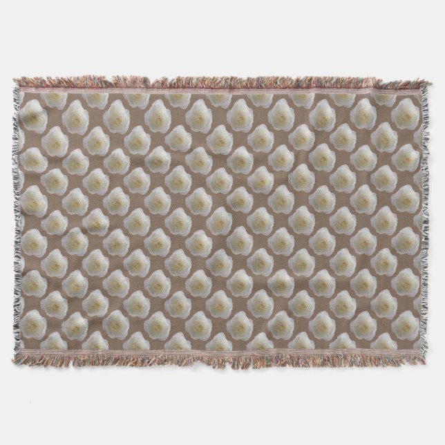 Rose Flower Blanket White Rose Throw Blankets Gift (Front)