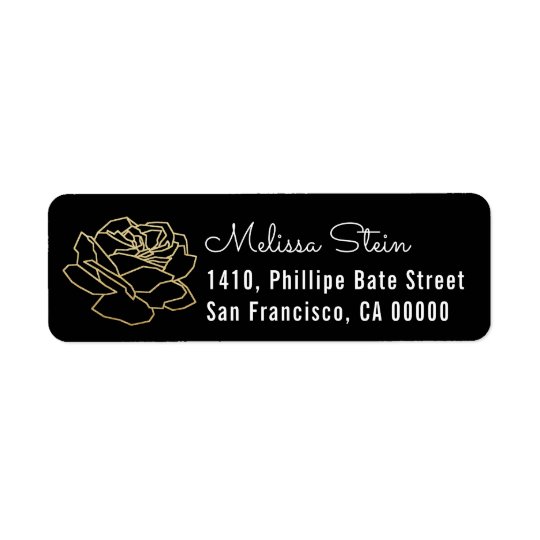 rose flower blk return address label with name
