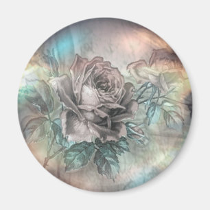 Rose flower crystal opal glow vintage magnet