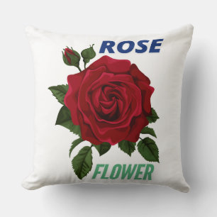 ROSE FLOWER  DESIGN THROW PILLOW