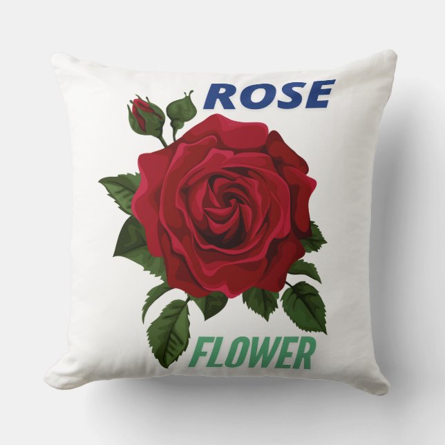ROSE FLOWER  DESIGN THROW PILLOW (Front)
