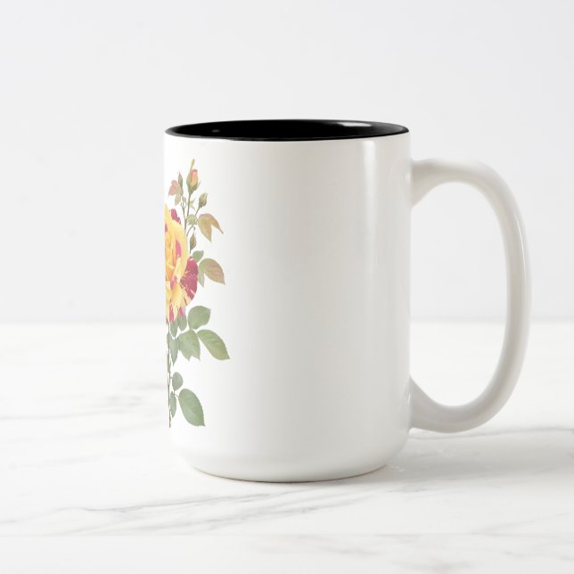 ROSE FLOWER DESIGN Two-Tone COFFEE MUG (Right)