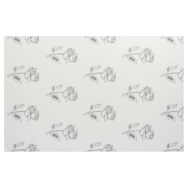 Rose Flower Drawing Floral Fabric (Fat Quarter)