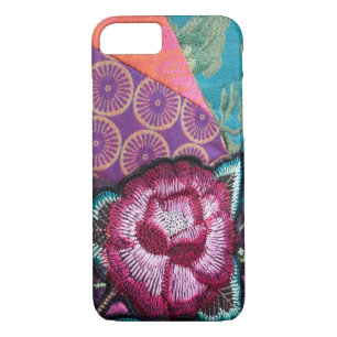 Rose flower embroidered look colourful boho Case-Mate iPhone case