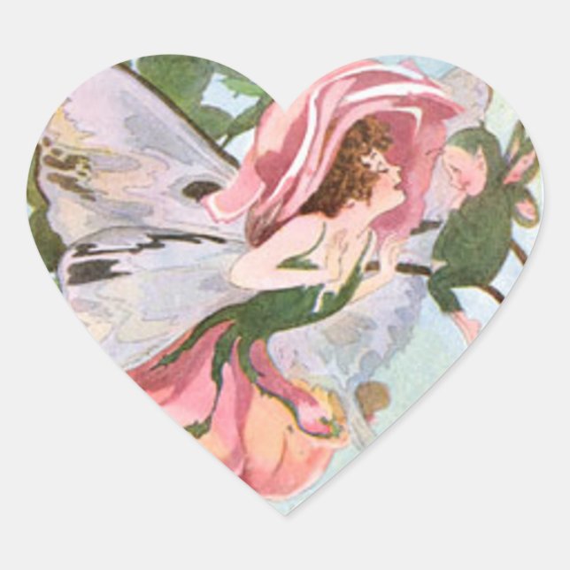 Rose Flower Fairy Heart Sticker (Front)