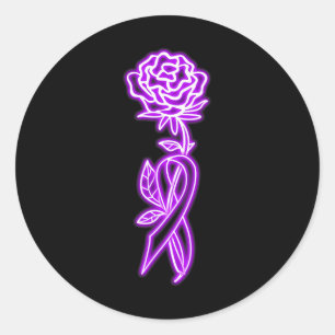 Rose Flower Fibromyalgia Awareness  Classic Round Sticker
