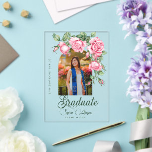 Rose Flower Garden Photo Graduation Invitation