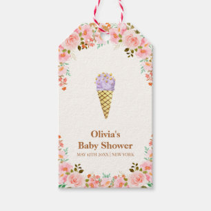 Rose Flower Garden Scoop Ice Cream Baby Shower Gift Tags