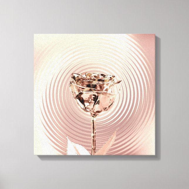 Rose Flower Gold Blush Copper Metallic Silk Luxury Canvas Print (Front)