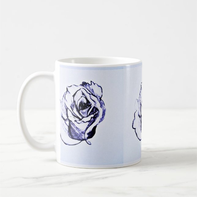 Rose Flower hand sketch Coffee Mug (Left)