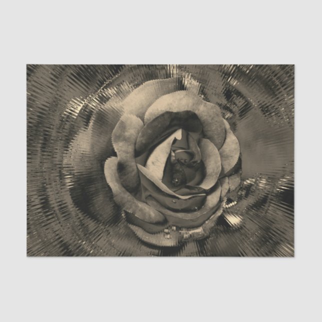 Rose Flower In Bloom Abstract Sepia Decoupage Tissue Paper (Front)