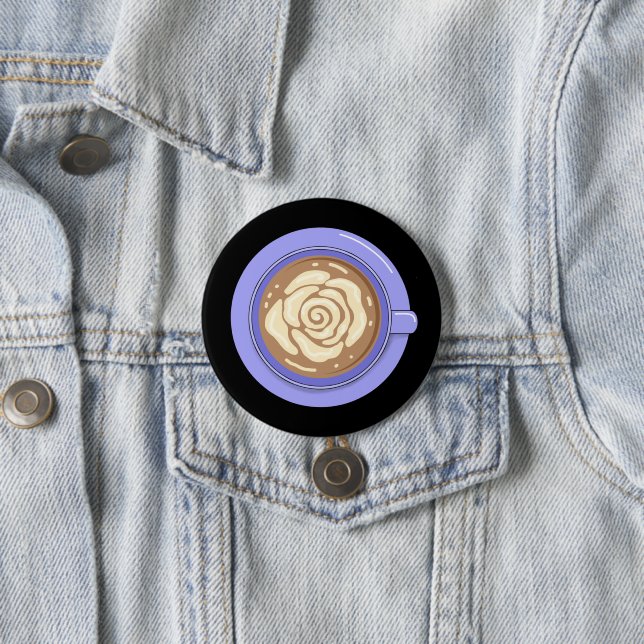 Rose Flower Latte  3 Inch Round Button (In Situ)