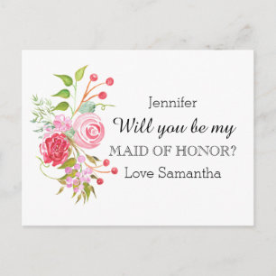 Rose flower mix   Maid of Honour Invitation Postcard