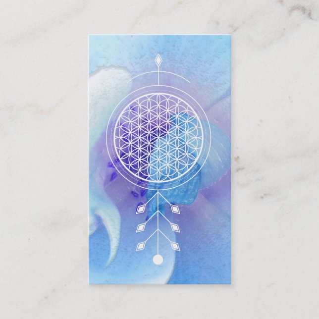*~* Rose Flower of Life Sacred Geometry Yoga Reiki Business Card (Front)
